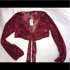 Windsor Cropped tie shirt, long sleeves